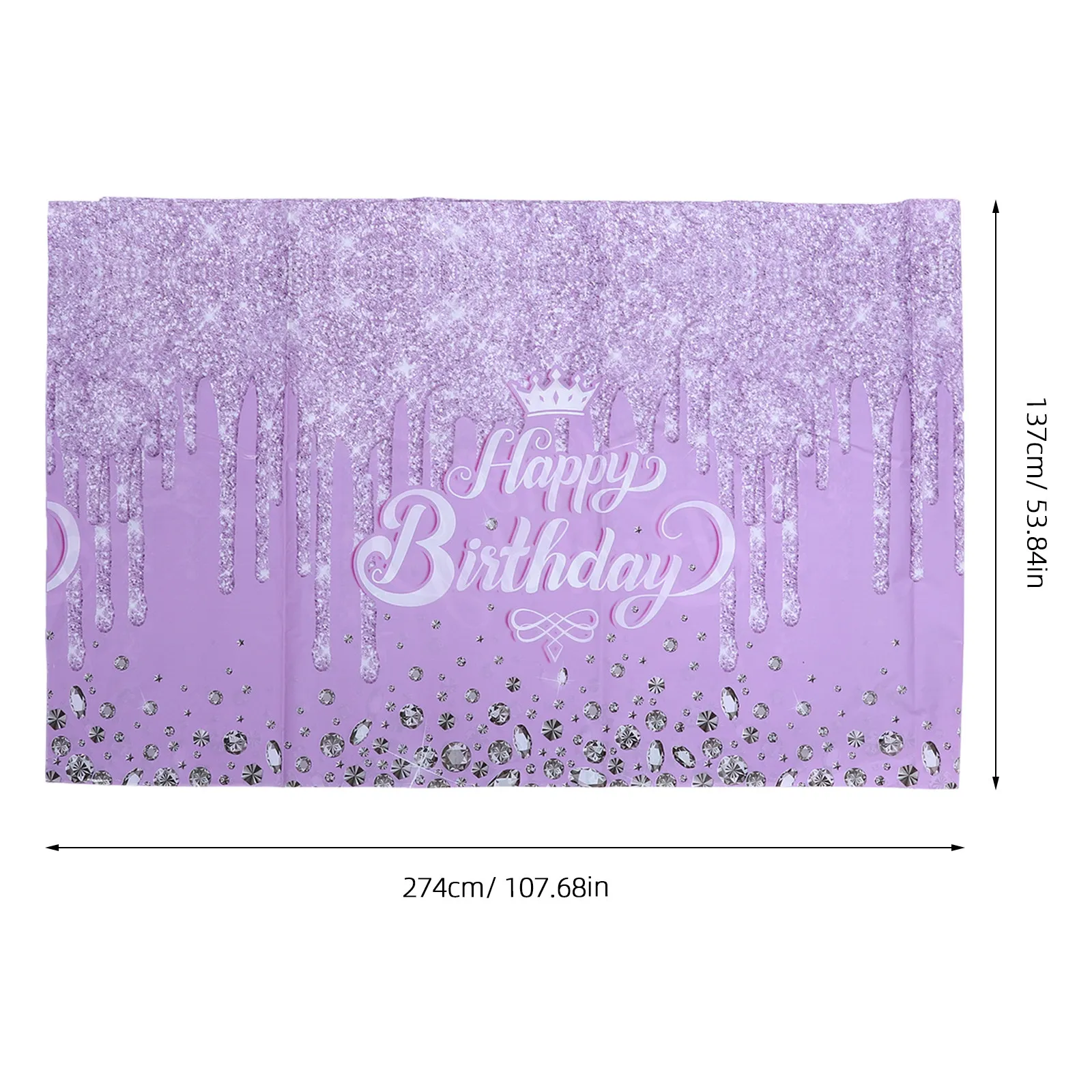 2pc Tablecloth Glitter Diamond Disposable Plastic Table Cover Sequin Printed Tablecloths for Picnic Birthday Wedding Parties 9Ft