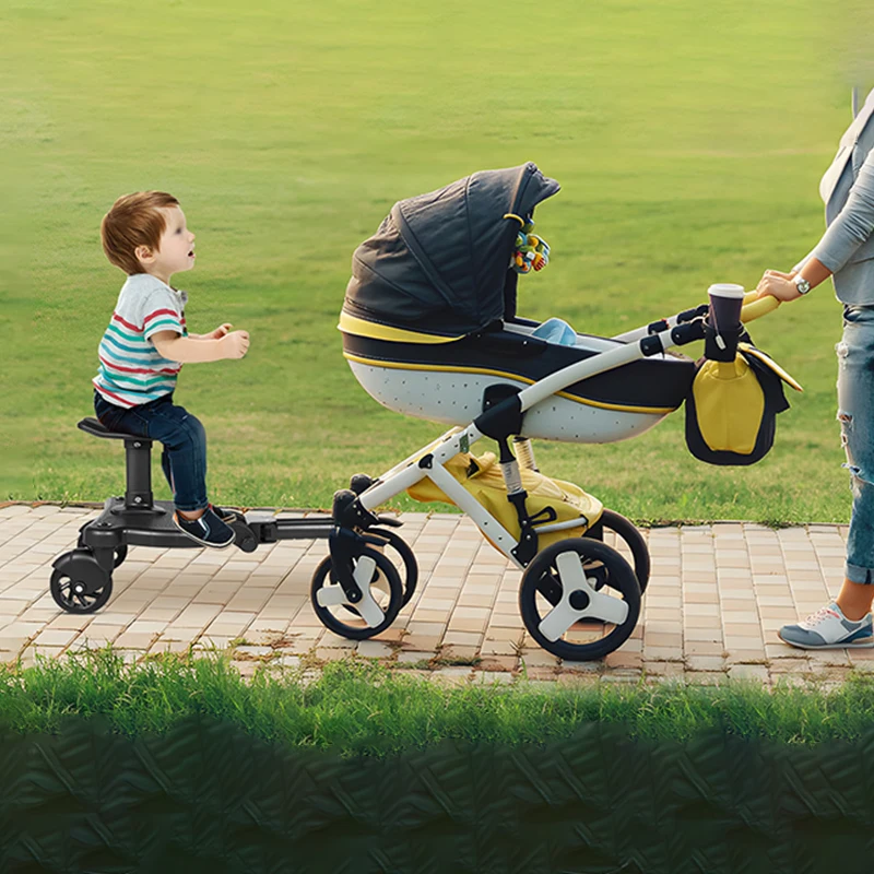 2 in 1 Stroller Glider Wheeled Ride w/ Detachable Seat Universal Baby Stroller Seat Pedal Stroller Glider Ride Seat