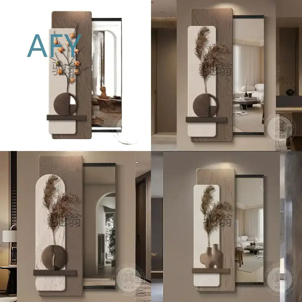 Z7a für Ganzkörperspiegel für Veranda, dekorative Malerei, Wabi Sandy Wind, unsichtbarer Ganzkörperspiegel, Push-Pull, versteckter Typ