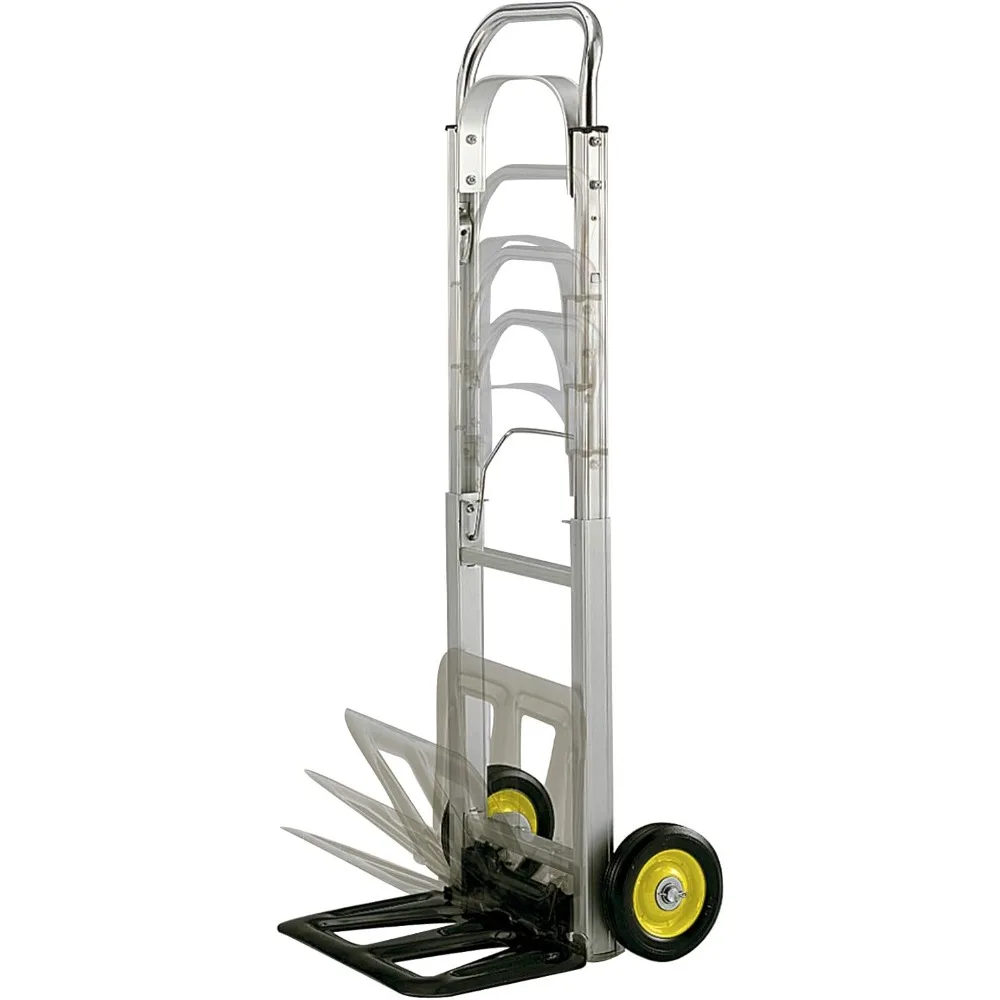 

Hide-Away Fold Up Collapsible Utility Hand Truck, 250 lb Capacity, Aluminum Frame, Steel Toe Plate, 2 6" Smooth Rolling Rubbe
