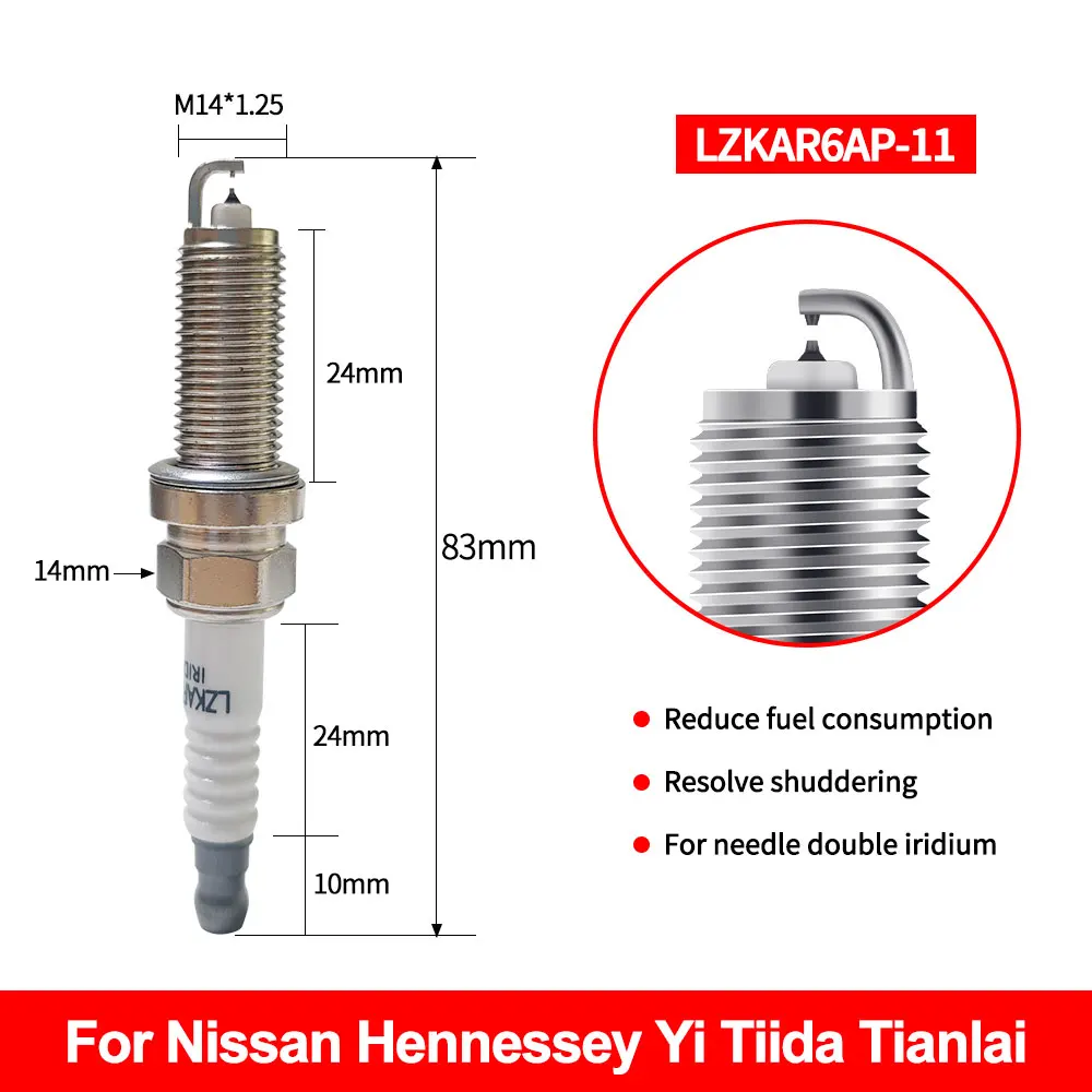 6643 LZKAR6AP-11 Dual Iridium Spark Plug for NISSAN TIIDA X-TRAIL