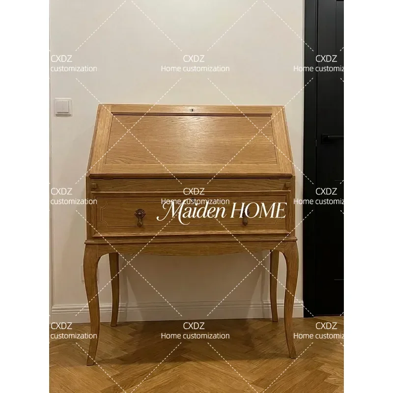 Medieval style desk desk writing table dressing table American retro simple decorative cabinet flip cover writing dresser