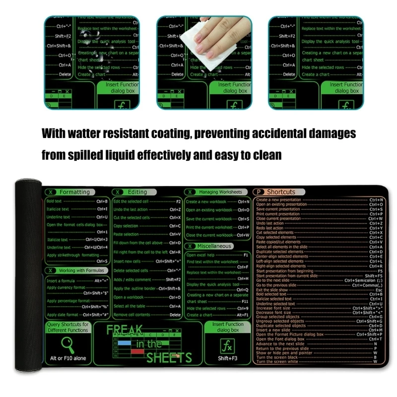 Excels and Word Shortcut Keyboards Mouse Pad Offering Comfortable Workspaces for Office Tasks and Gaming
