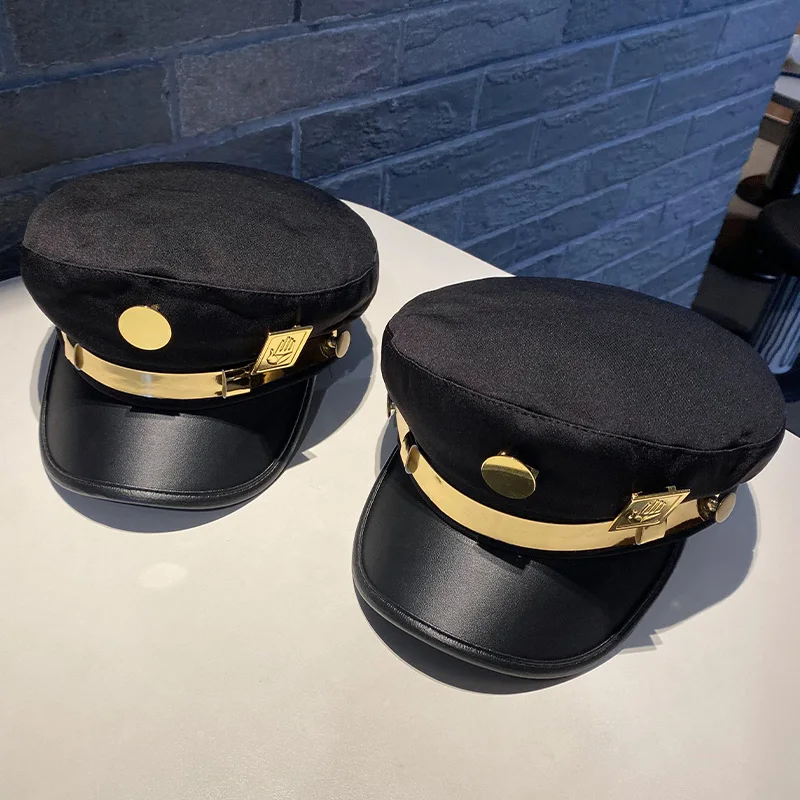 Modny, regulowany kapelusz w stylu punk, oddychający, z płaskim wierzchem, uniwersalny, prosty dodatek do dekoracji i cosplay dla kobiet i mężczyzn.