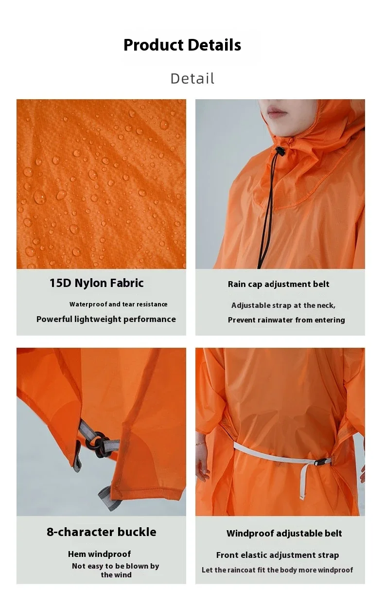 3F UL GEAR Ultraleichter Wanderregenmantel 3-in-1 Camping-Regenponcho Tarp Outdoor-Vordach Zelt 15D Silikon Wasserdichte Regenjacke – Detail 16
