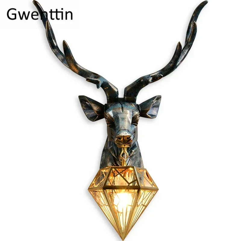Antler Wall Lamp Retro Deer Sconce Mirror Lights for Home Living Room Bedroom Indoor Lighting LED Wall Lamp Art Luminaria Decor