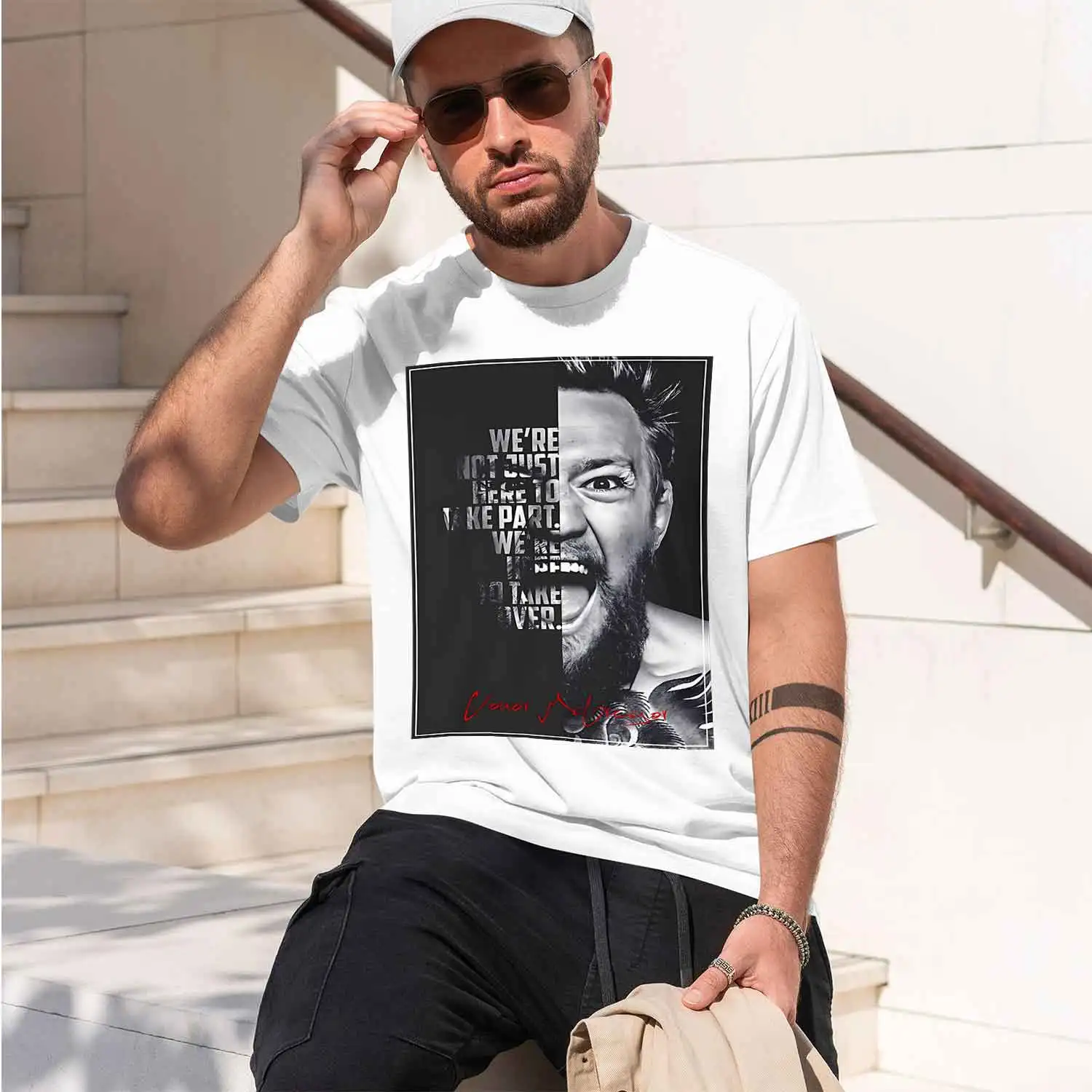 and white Conor McGregor motivational poster 2026 New Model Men’s Short-sleeve crewneck T-Shirt Classic Casual Multiple Colors a
