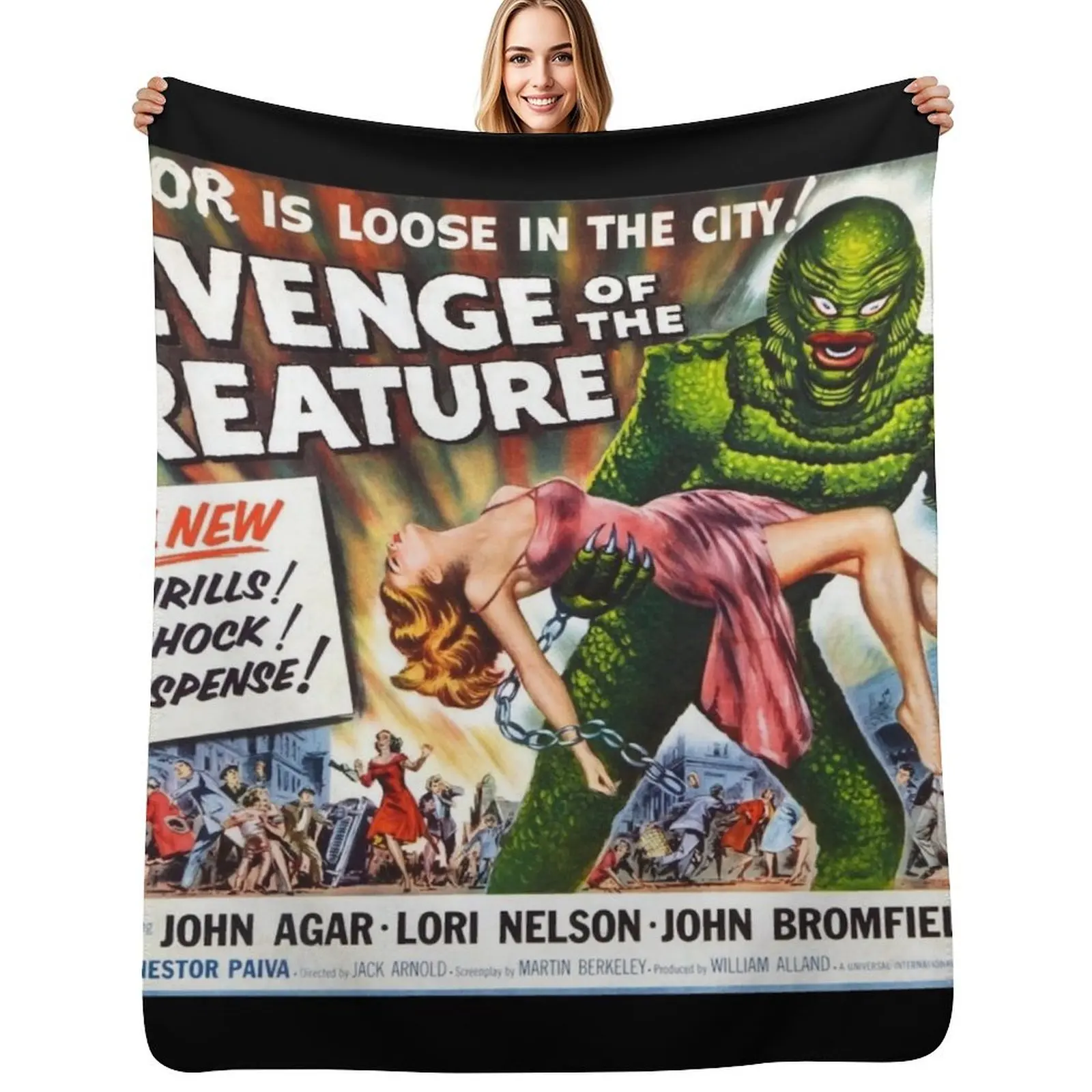

Revenge of The Creature - MST3K Throw Blanket funny gift Vintage Extra Large Throw Sofa Blankets