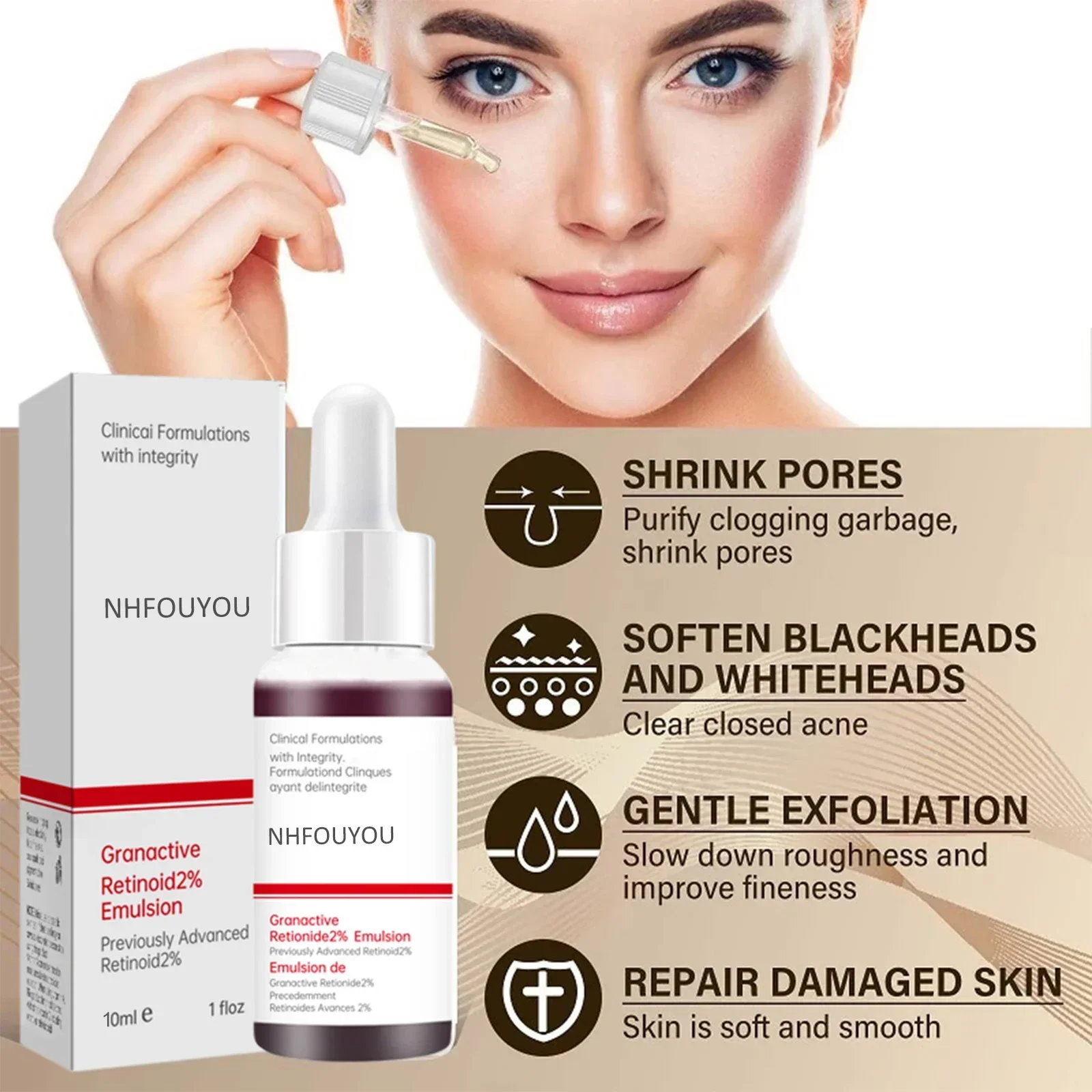 Lactobionic Acid Pore Shrink Face Serum Hyaluronic Acid Moisturizing Nourish Smooth Pores Repair Essence Firm Korean Cosmetics