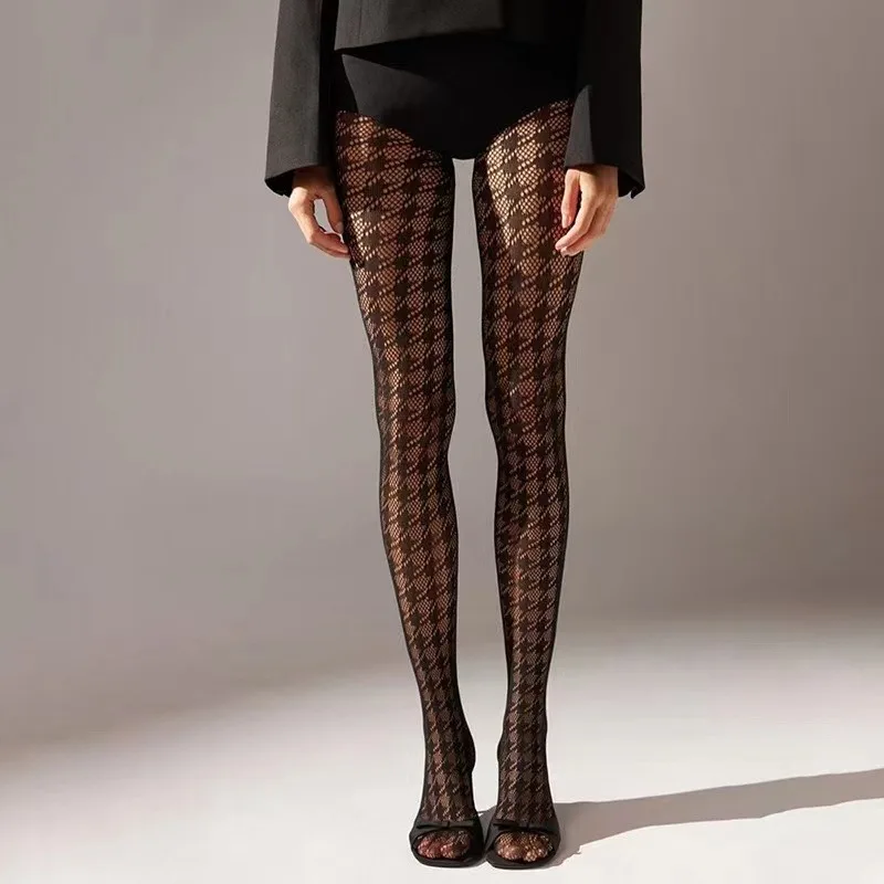 1 Piece Women\'S Sexy Fashion Trend Thousand Bird Check Fishnet Pantyhose