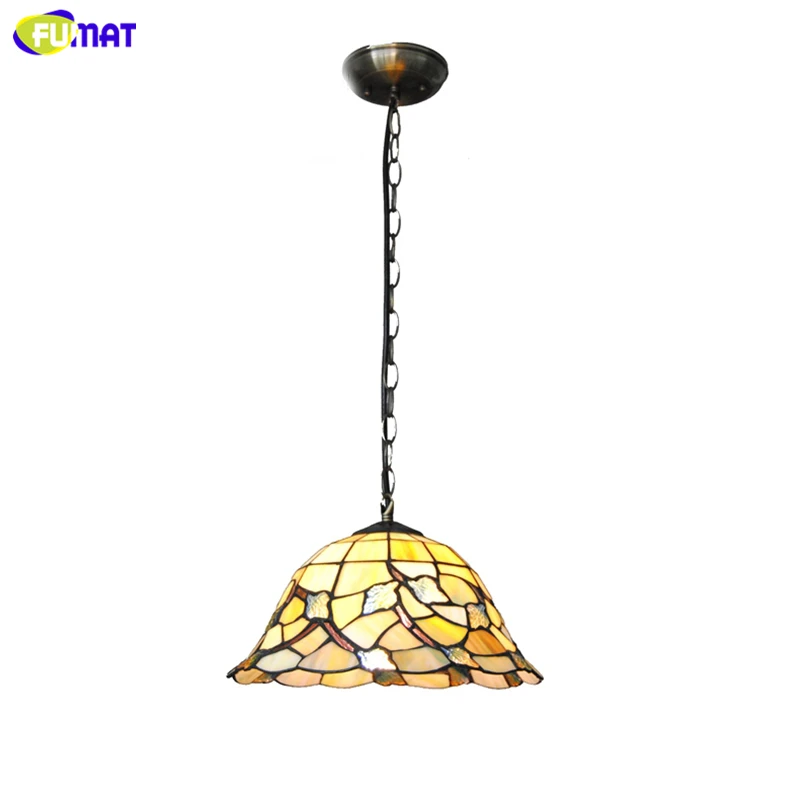 FUMAT Maple-Leaf Pendant Lamps European Vintage Tiffany Stained glass Pendant Lights Kitchen Bar Living Room LED Pendant Lamps