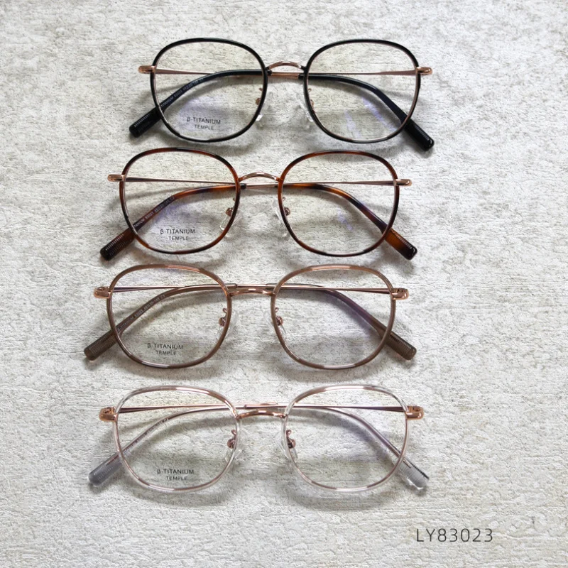 83023 New  Female   Elliptical Mirror  Metal  Semi-Titanium Configurable Degree Myopia Glasses Rim   Stylish and Simple