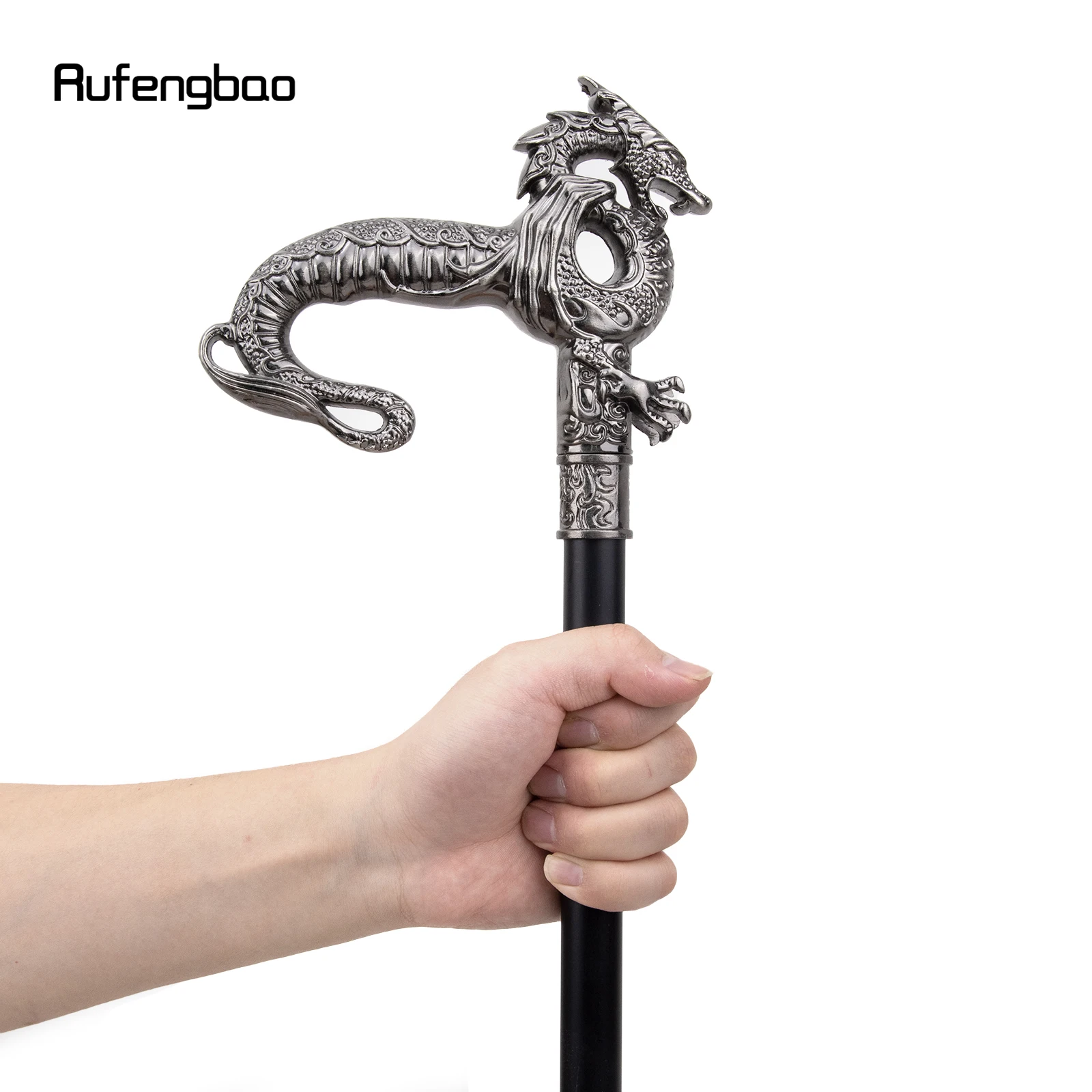 Silber Luxus Drachen Single Joint Gehstock dekorative Cosplay Party modische Gehstock Halloween Crosier 93cm