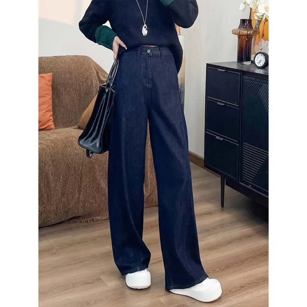 

Tannin синие джинсы с высокой талией Machete, женские утягивающие прямые свободные широкие брюки на осень и зиму