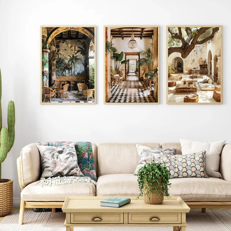 1pc frameless Canvas Painting Bohemian Urban Architecture Art Fashion Minimalism Nordic Retro Poster Canvas Paintings Wall Art P