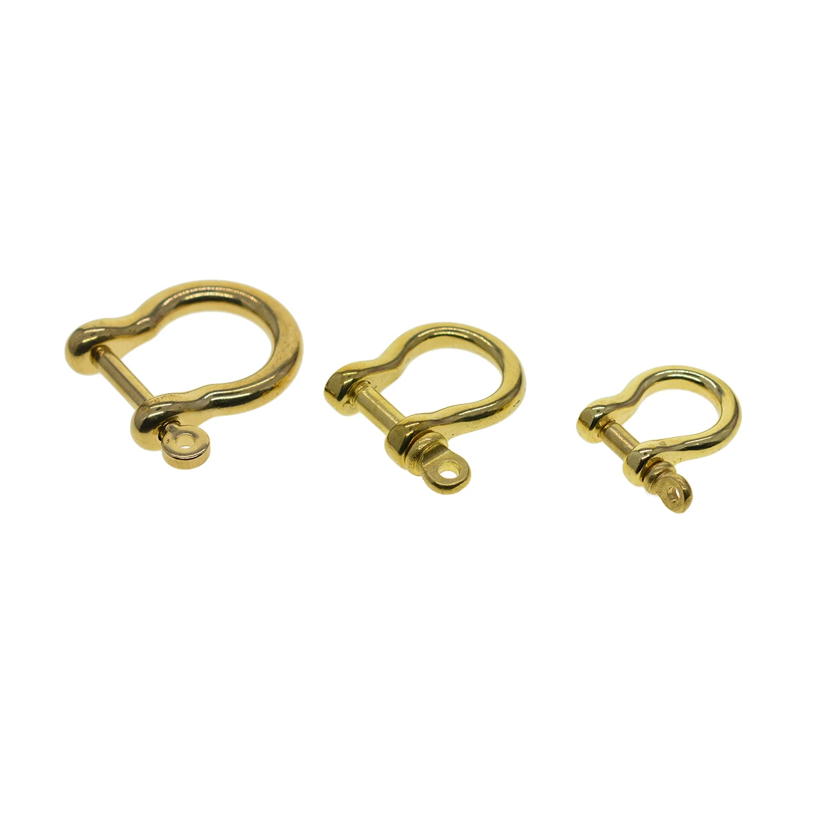 4 sizes Super fine Simple  Solid Brass Japanese Bow Shackle joint link connector for DIY EDC keychains Key ring FOB lanyard