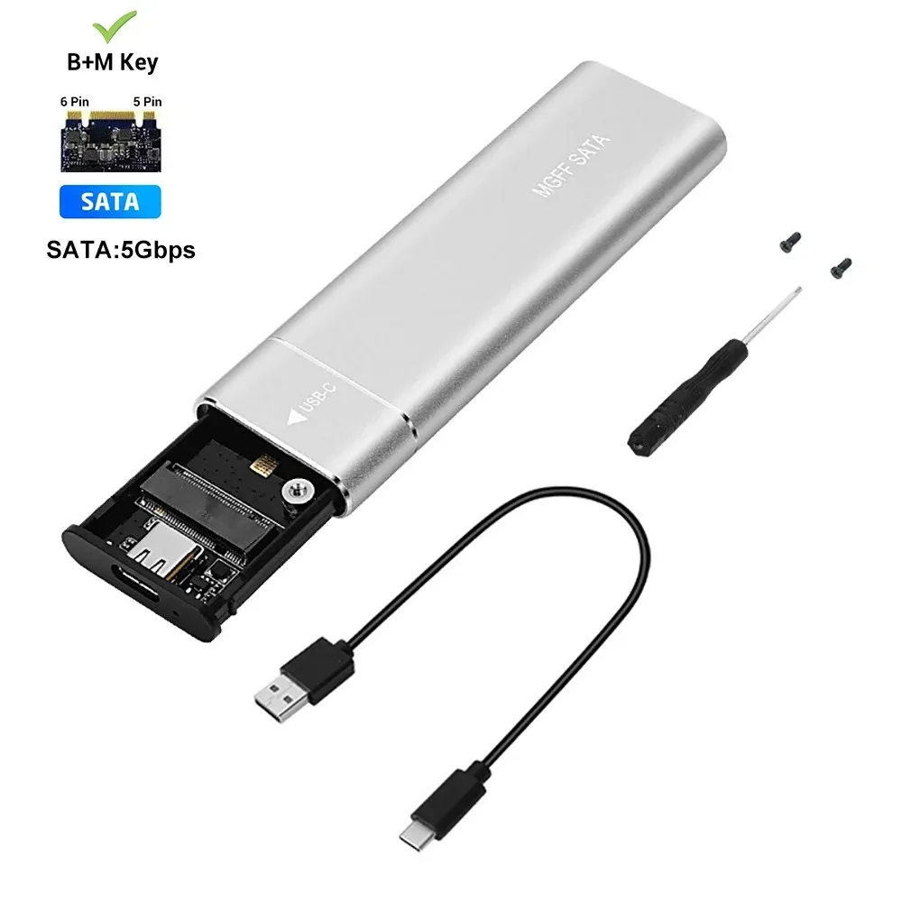 kebidu Dual Protocol M2 SSD-Gehäuse M.2 NVMe SATA SSD-Gehäuseadapter 10 Gbit/s USB 3.1 Typ C externes Gehäuse unterstützt M- und B&M-Tasten 6
