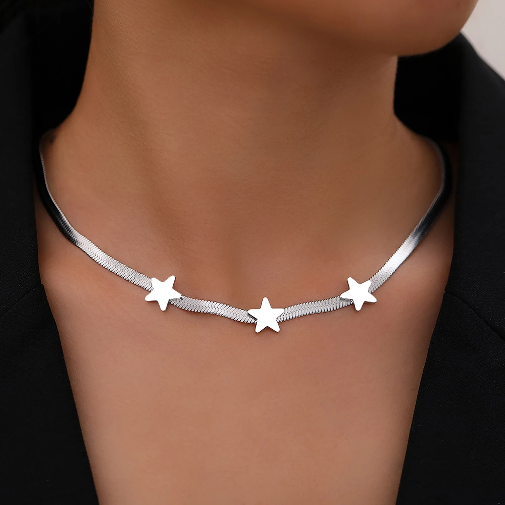 Stainless Steel Necklaces Gothic Blade Snake Chains Stars Choker Statement Light Luxury Temperament Necklace For Women Jewelry