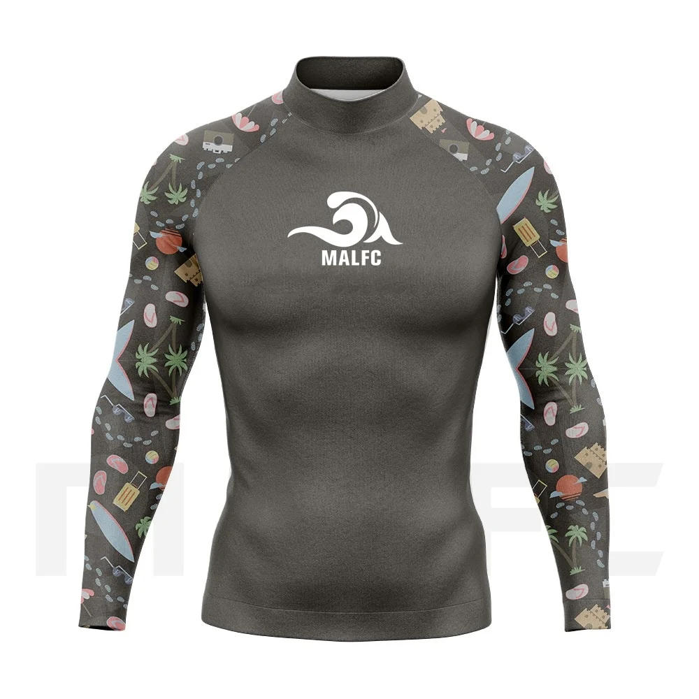 

MALFC Рашгард для мужчин, одежда для серфинга, купальник, рашгард, одежда для серфинга, UPF 50, футболка с длинными рукавами для водных видов спорта, купальники для подводного плавания