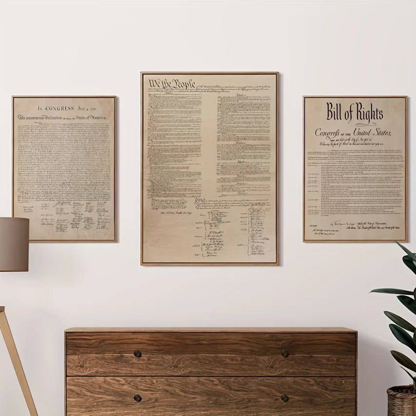 3pcs Canvas The Bill Of Rights The Constitution of the United States USA Patriotic Wall Art No Framed Eid Al-Adha Mubara
