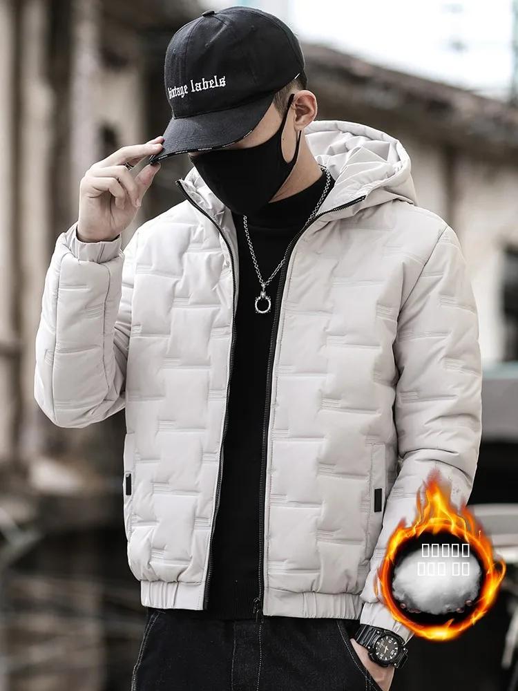 

Men's Thiened down Cotton Jaet Autumn Winter New Sle Warm Faionable All-Match Cold Resistance Cotton Outerwear