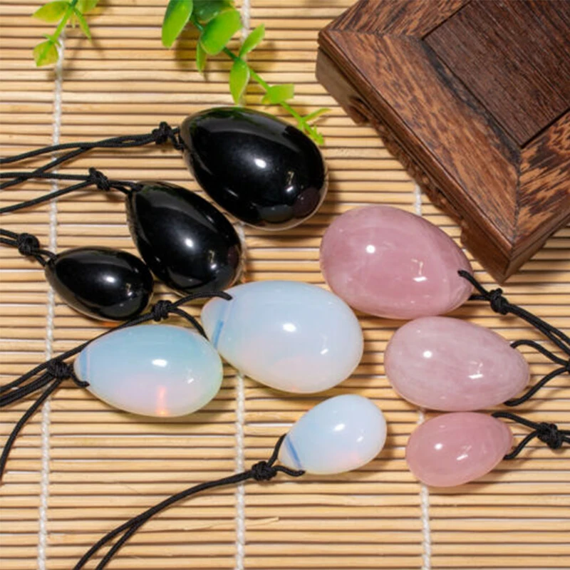 Quarzo rosa naturale Yoni Egg Kegel esercizio ossidiana Jade Egg massaggio di serraggio vaginale sfere di cristallo per le donne assistenza sanitaria