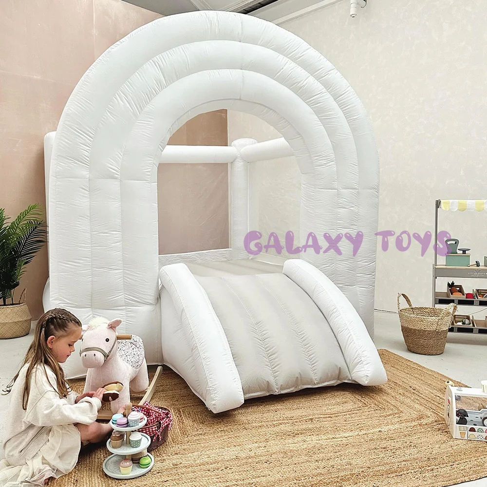 

Pastel Rainbow Kids Inflatable Bouncy Castle with Slide Customizable Size Multi-color Optional Jumping House for Activities
