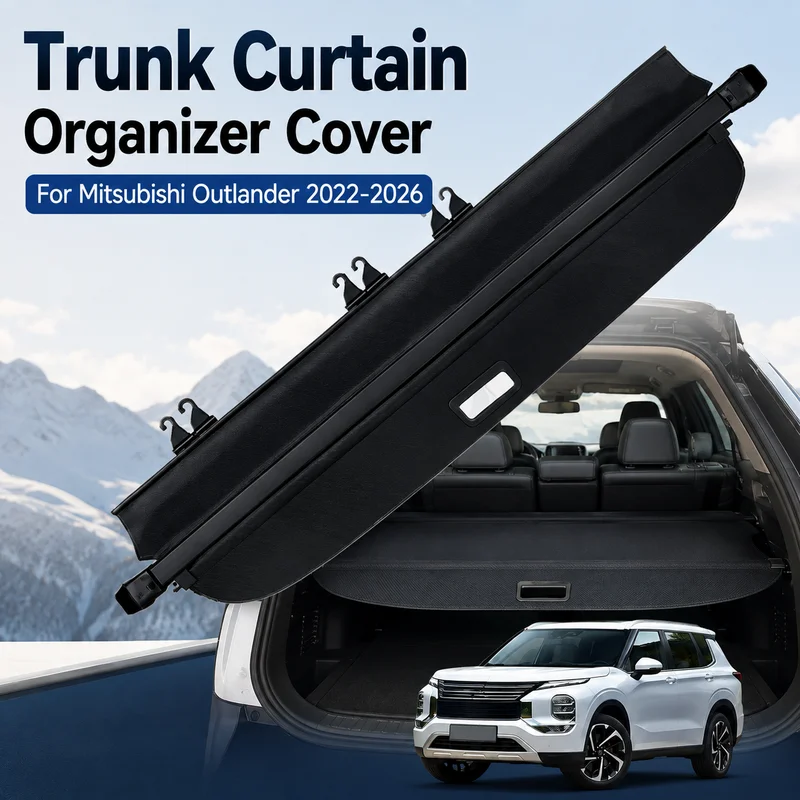 Auto Trunk Curtain Organizer Cover For Mitsubishi Outlander 2022-2026 Car Cargo Cover Rear Trunk Rack Luggage Accessories