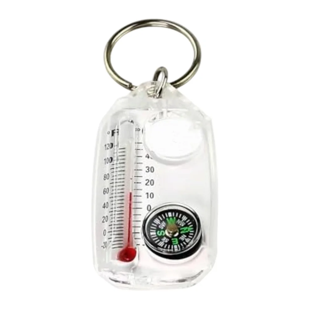 1pc Keychain For Compass & Thermometer Navigation Multifunctional Mini Keychain Camping For Outdoor Night Visibility For Compass