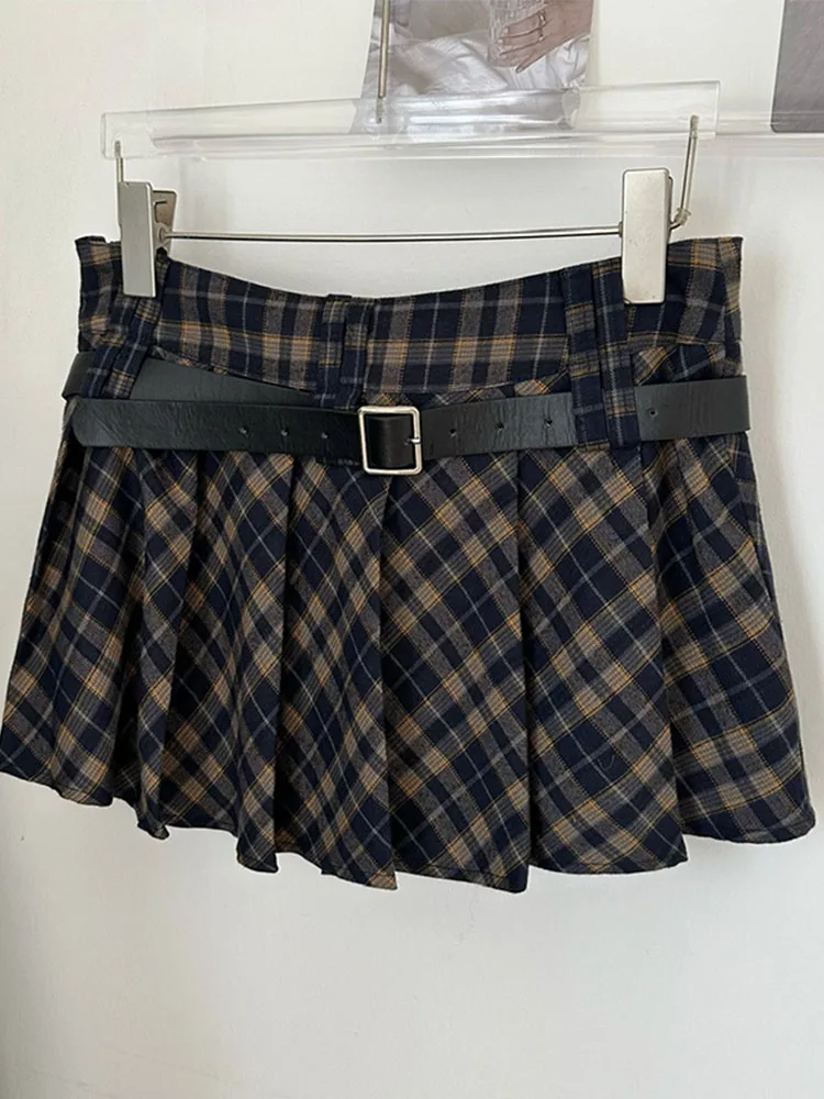 

Japanese Fashion Plaid Pleated Skirt Women Classical Streetwear Spring Summer Korean Tide Mini A-Line Skirts Gyaru Preppy Style