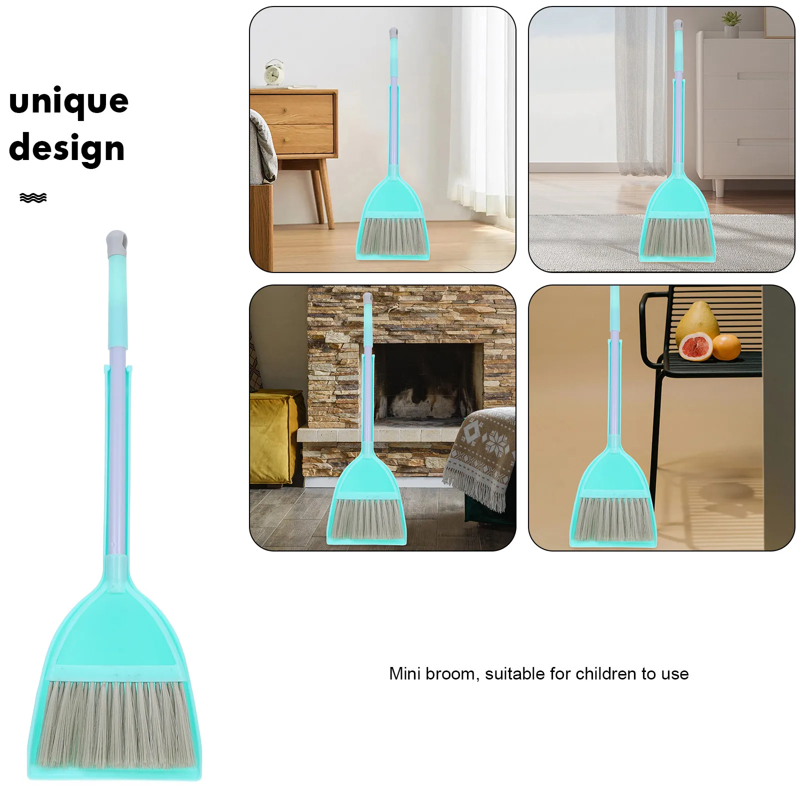 1 Satz Mini-Besen-Kehrschaufel-Set für Kinder, kleines Reinigungswerkzeug, helle Farbe, Kleinkind, Spielzimmer, Klassenzimmer, Rollenspiel