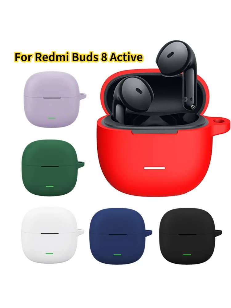 Silikon-Schutzhülle für Redmi Buds 8 Active, kabellose Bluetooth-Kopfhörer, stoßfeste Hülle mit Haken, Kopfhörerbox