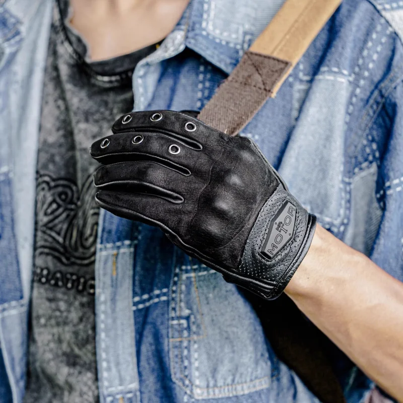 

Retro Motorcycle Riding Hiking Gloves MR MOTOR Mountain Series 09 Cowhide Anti-Scratch Breathable All-Season Biker ATV MTB Glove