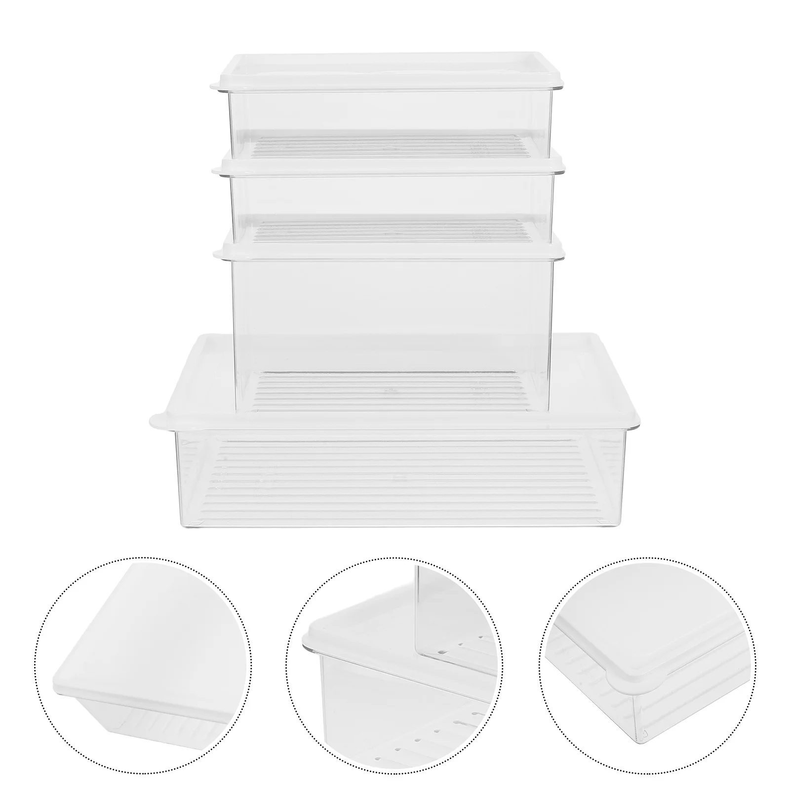 

4pcs Freshness Keep Box Airtight Food Storage Containers Fridge Freezer Vegetable Bread Butter Organizing Stackable
