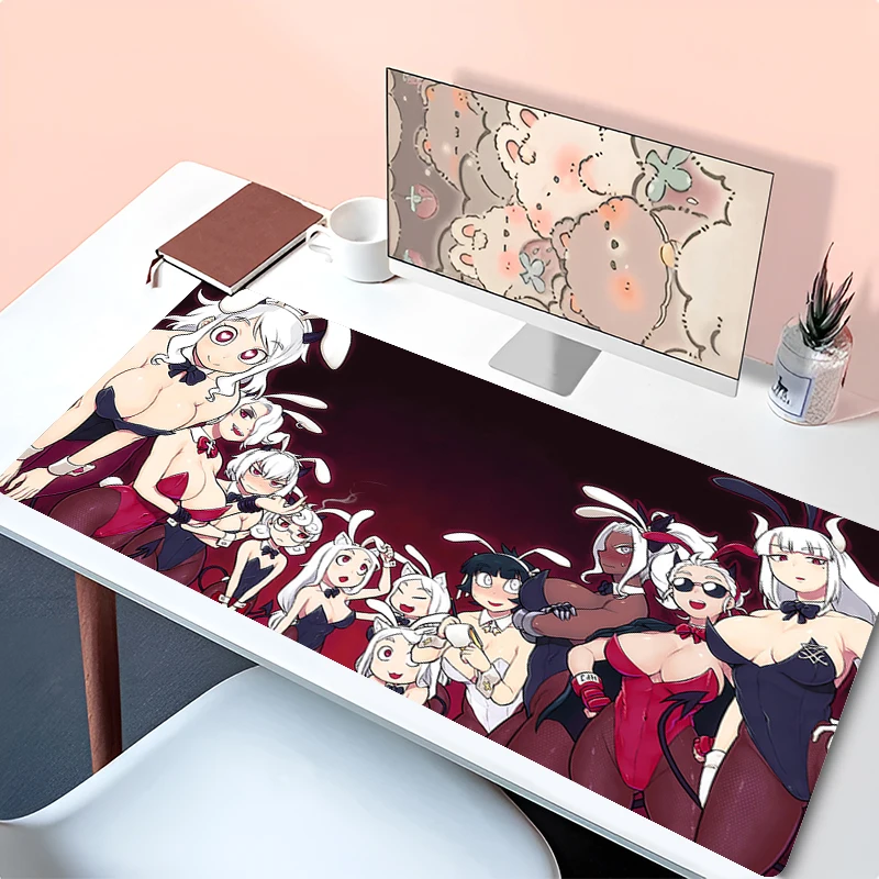 

Mouse Pad Laptop Sexy Bunny Anime Girl Mousepad Office PC H-helltaker Gaming Accessories Keyboard Rug XXL Kawaii Gamer Desk Mat