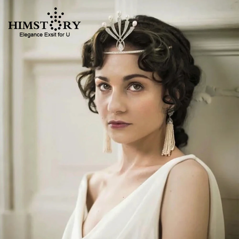 

Himstory винтажный русский стиль кубический цирконий жемчуг тиара принцессы свадебные диадемы для волос Корона ювелирные изделия аксессуары для свадебного платья