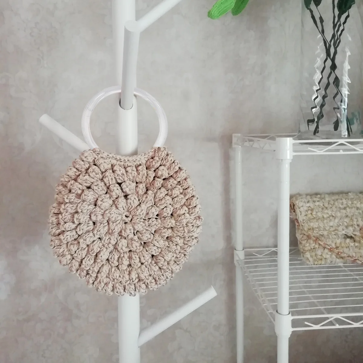 

6Pcs Round Handles 4 Inches Inner Diameter Transparent Premium Quality Bag Handle Replacement Strong Long Service Life Female