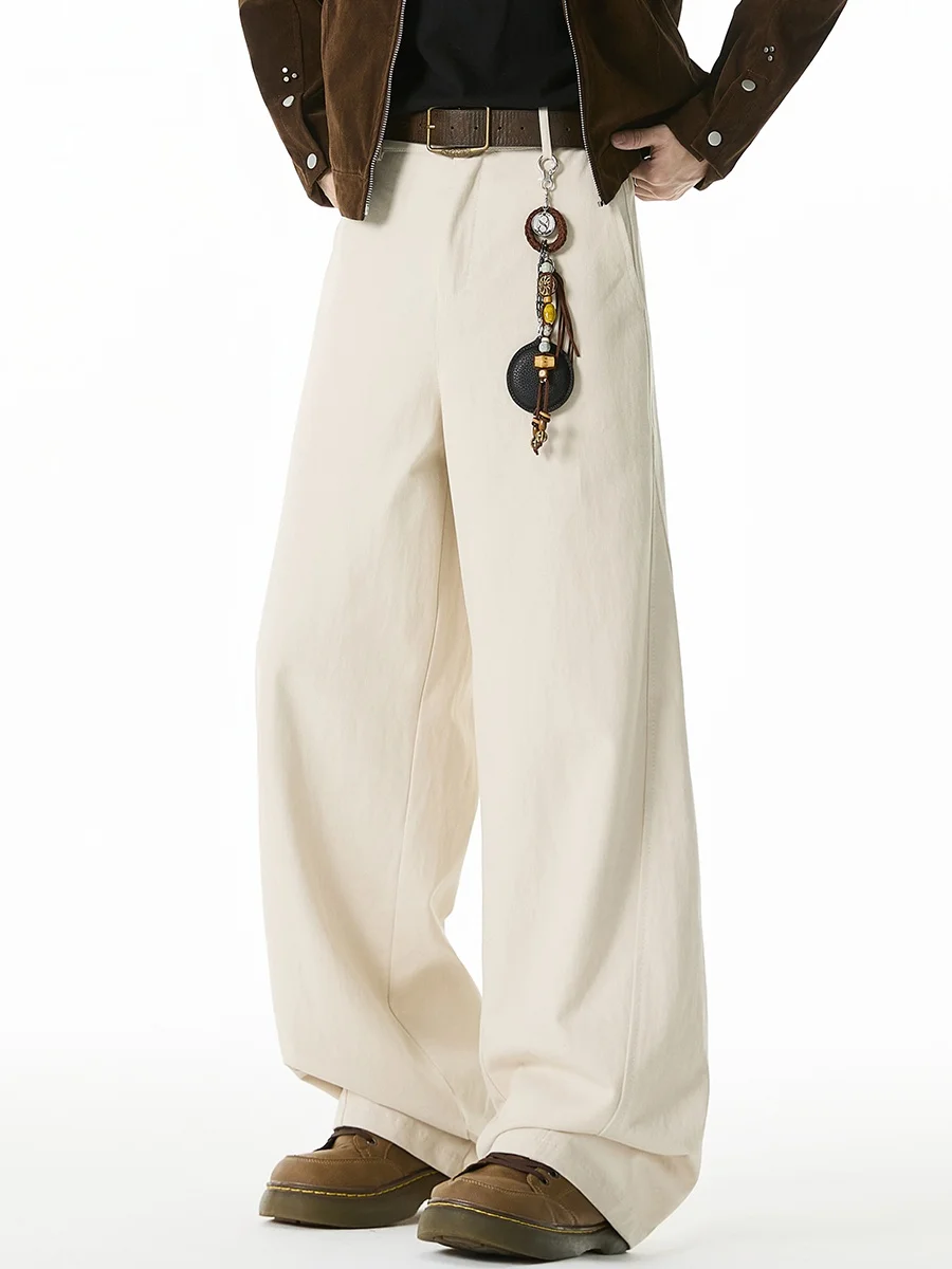 

American Retro Khaki Workwear Casual Pants Men's Autumn Cleanfit High-End Loose Straight Wide Leg Pants Faionable Cotton