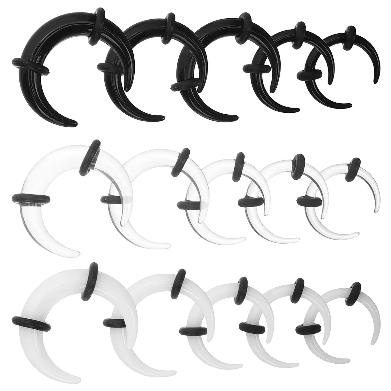 15 Piezas de Anillos Pinza para Septum, Kit de Estiramiento de Septum de Acrílico con Forma de Herradura, Joyería para Piercing de Nariz, Oreja y Cuerpo, para Citas y Actuaciones en Escenario