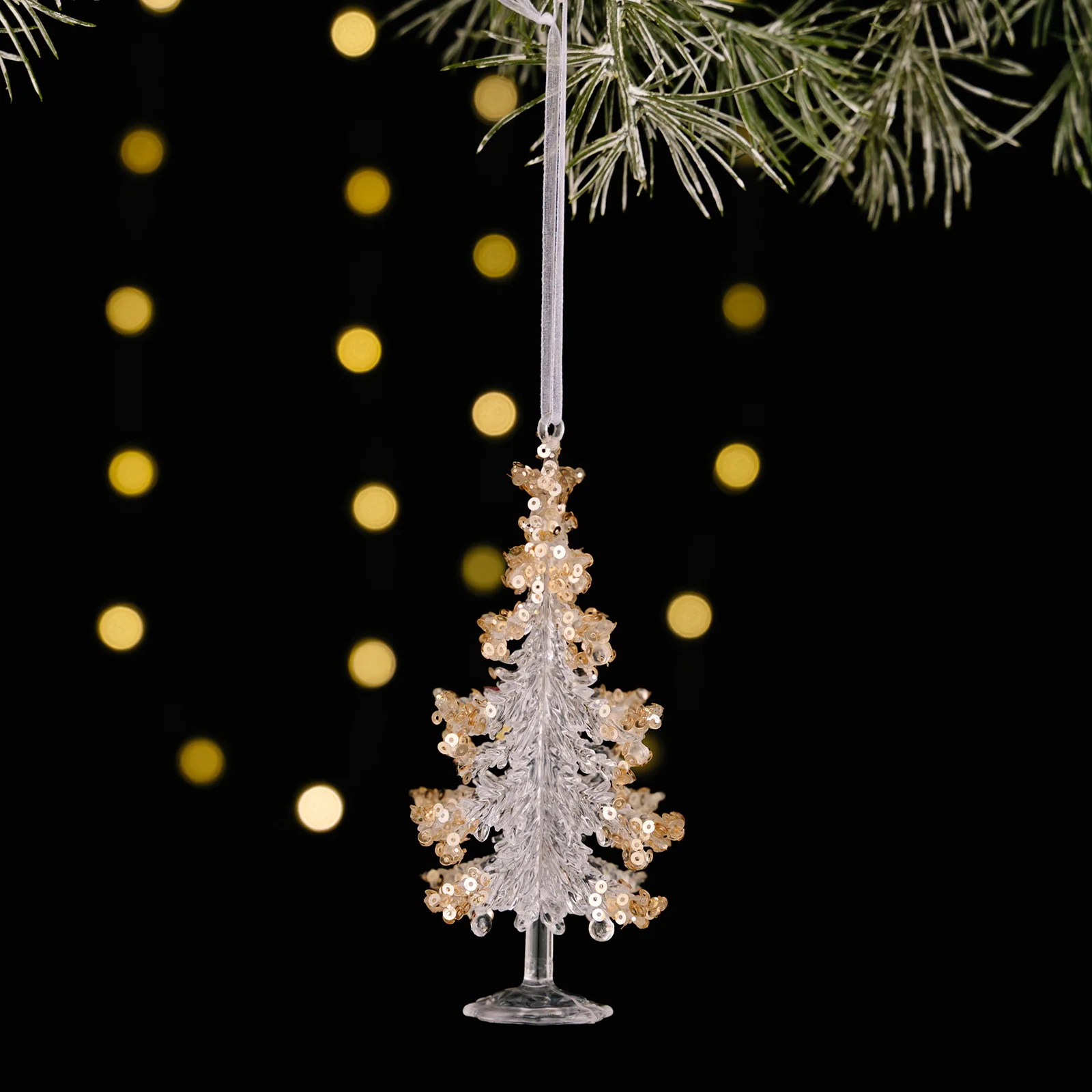 Acrylic Ice Crystal Christmas Tree Pendant Transparent Angel Elk Bells Xmas Tree Hanging for Noel Home Decora 2025 NewYear Party - Image 6