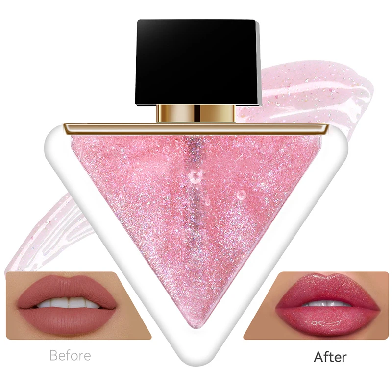 4-color moisturizing lip triangle oil, moisturizing transparent lip oil, natural lip enhancement lip gloss.