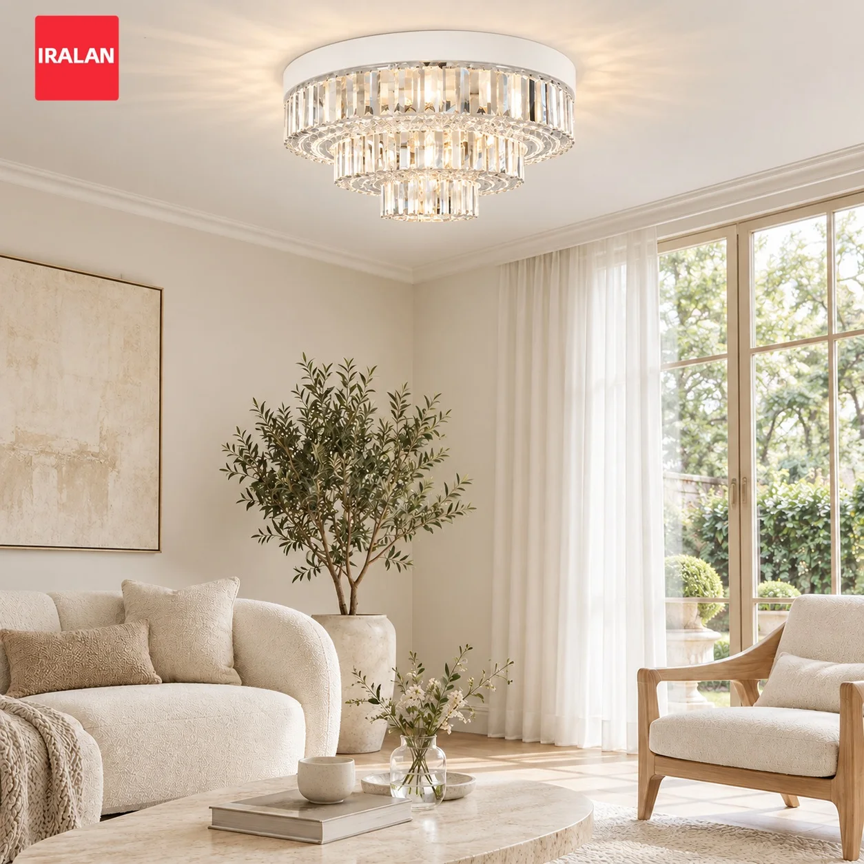 Modern Stacked Crystal Flush Mount Ceiling Chandelier 30W/40W/50W Ceiling Light Bedroom Living Room Luster Fixture Home Decor