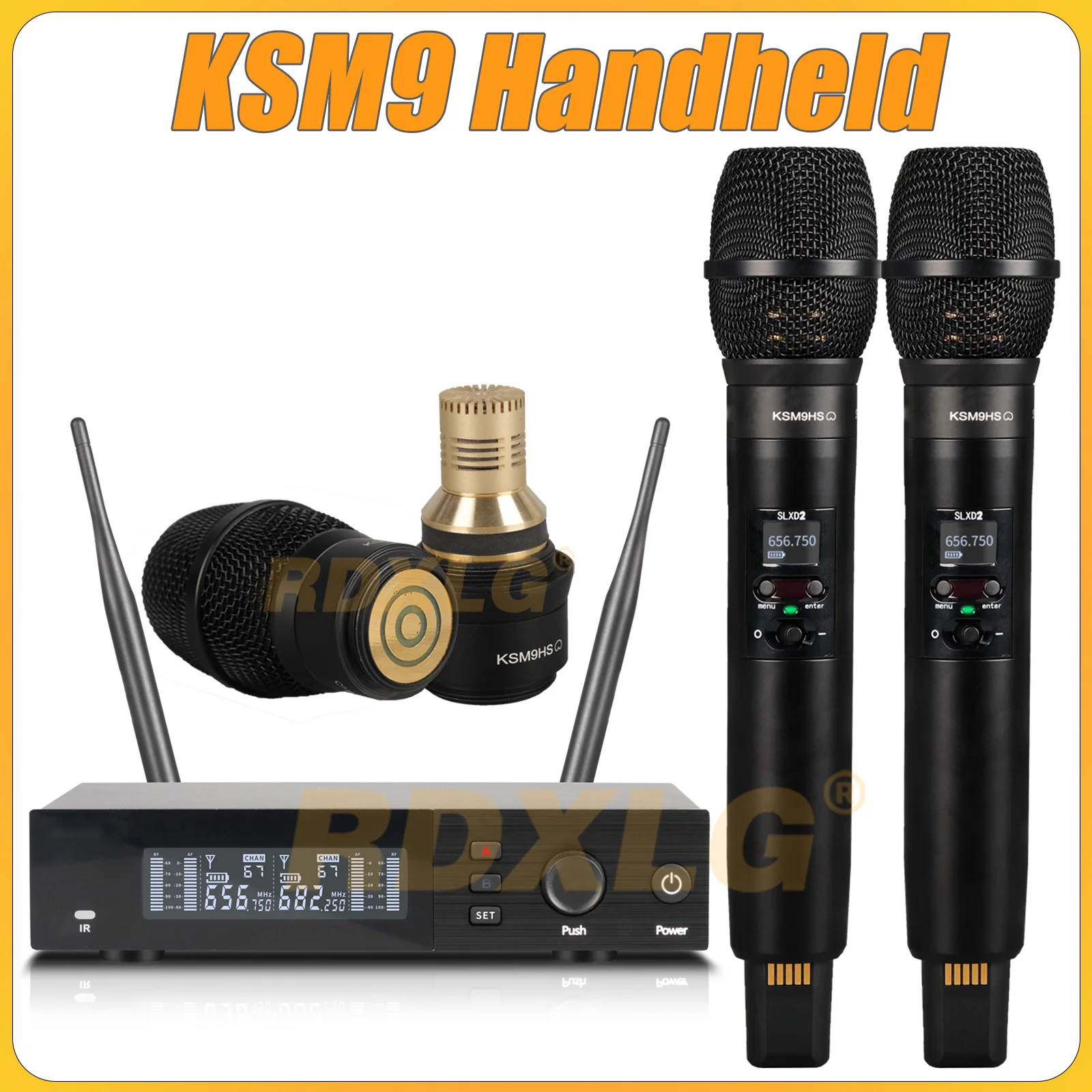 Topkwaliteit! SLXD4 Professionele dubbele draadloze microfoon Stage Performance 2 kanalen 600-699 MHz UHF Karaoke Metal Handheld SLXD2