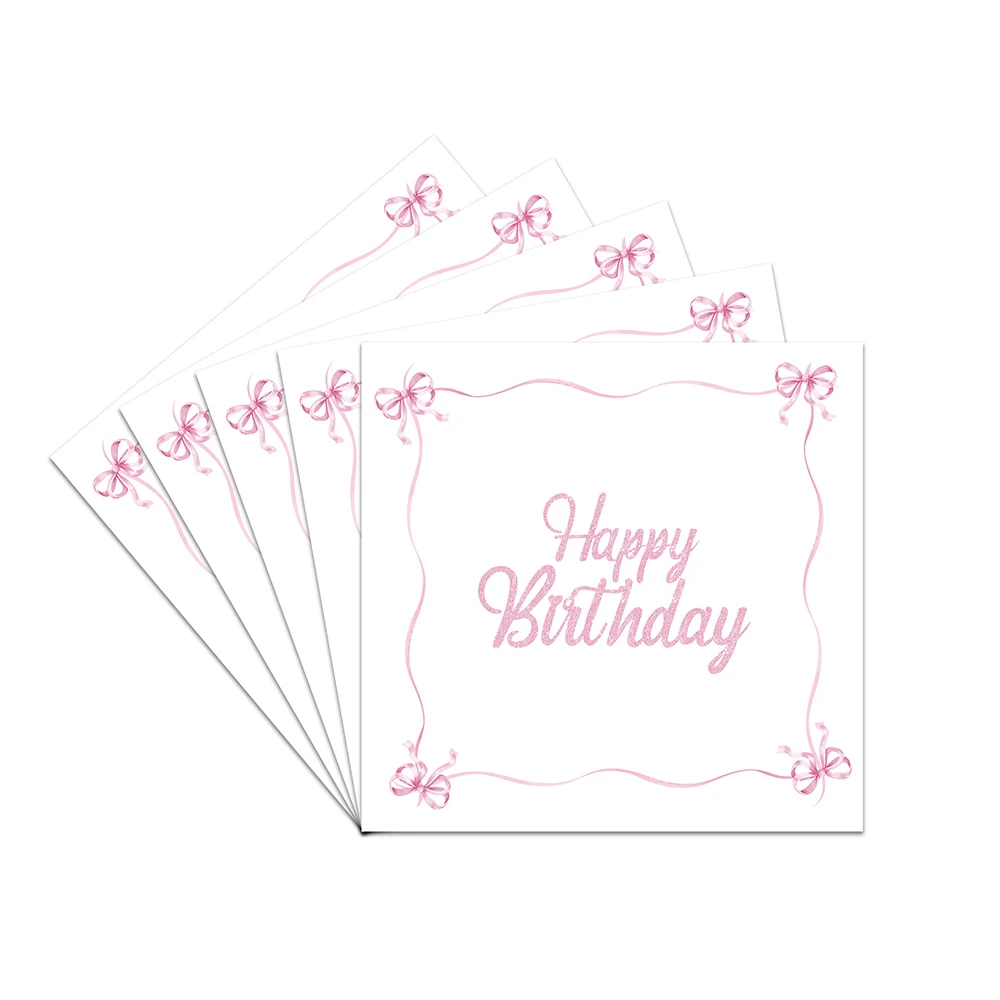 20/40/60/80/100 stücke Rosa Schleife Papierservietten Hochzeit Dekor Einweg Schleife Papierservietten Braut Dusche Mädchen Geburtstag Party Supplies – Detail 3