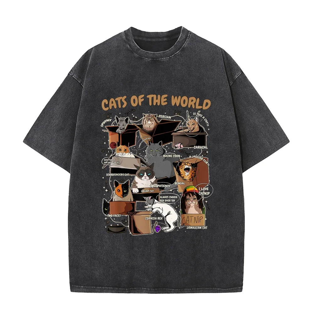 Funny Cat Meme Shirt for Lover Animals of The World T-Shirt Brands Top Summer Oversized Short Sleeve Printed Casual T Graphic