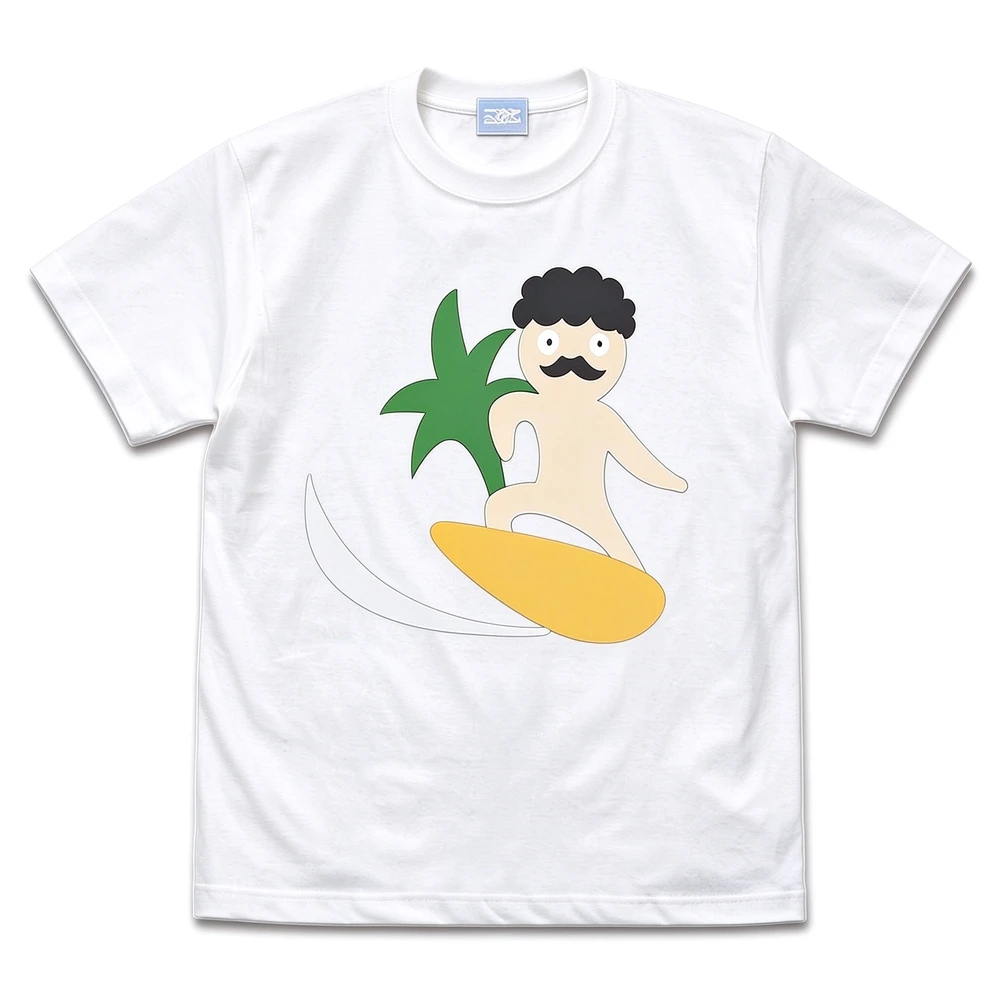 Unisex Crew Neck Short Sleeve T-shirt, Hana Shirosaki Surfing Beard Man Graphic Tee, Casual Cosplay Streetwear Cotton Top
