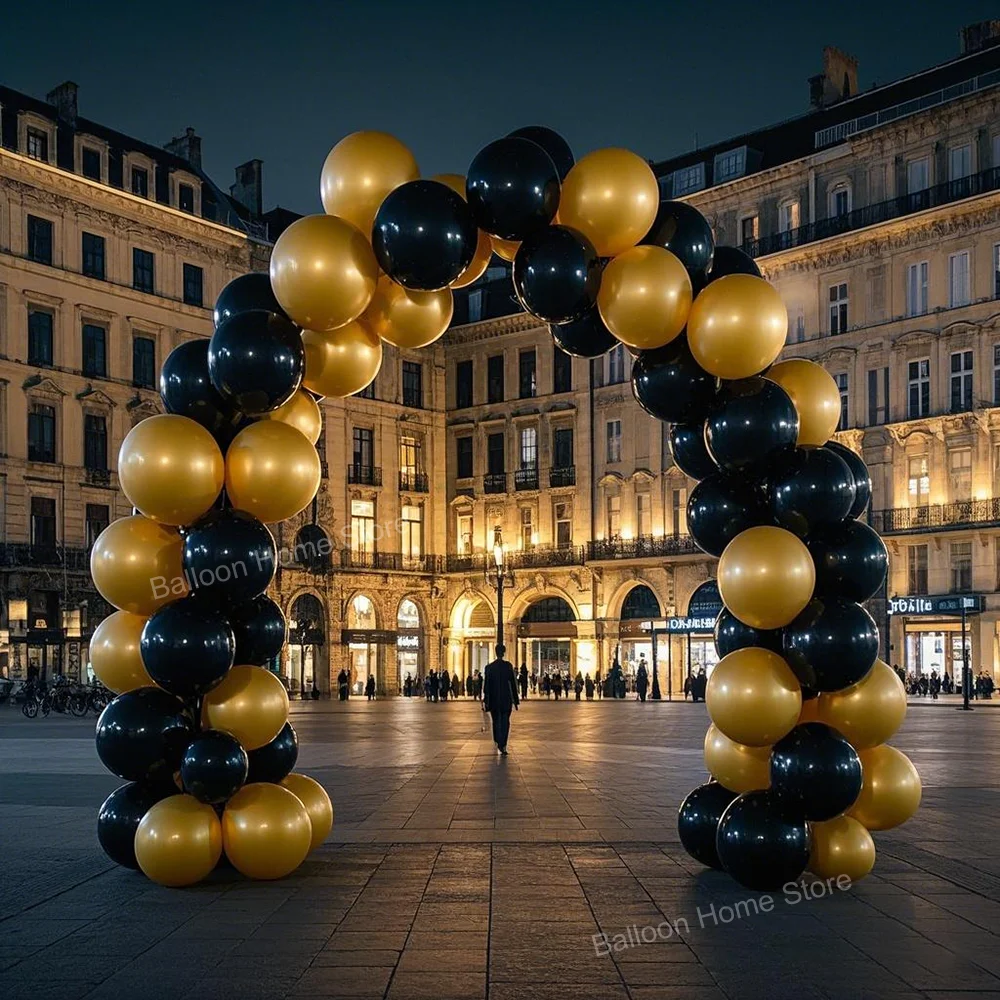 82pcs Black Gold Colors Latex Balloon Arch Set for Adult Birthday Wedding Gender Reveal Bachelorette Party Family Reunion Decor