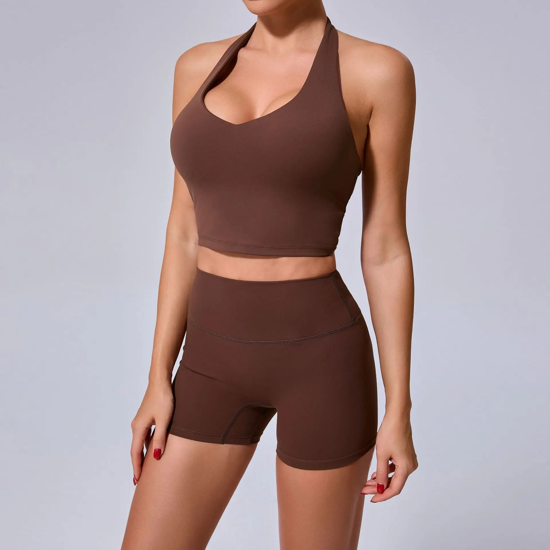 

Женский комплект для йоги Тренировочный комплект из 2-х предметов Женская спортивная одежда Быстросохнущий спортивный костюм Короткий спортивный костюм для бега Женский костюм для йоги Спортивный комплект