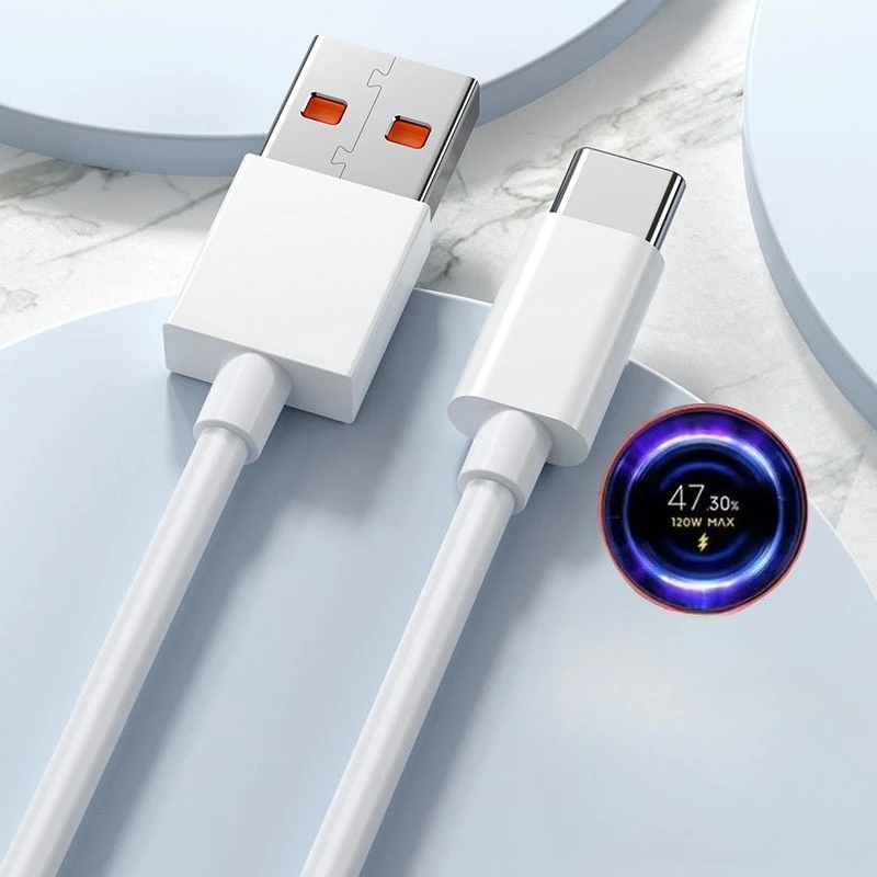 

120W 1M/1.5M/2M 6A Super Flash Charge TPE Material Straight Elbow Digital Display Charger Accessories for Samsung Millet Huawei