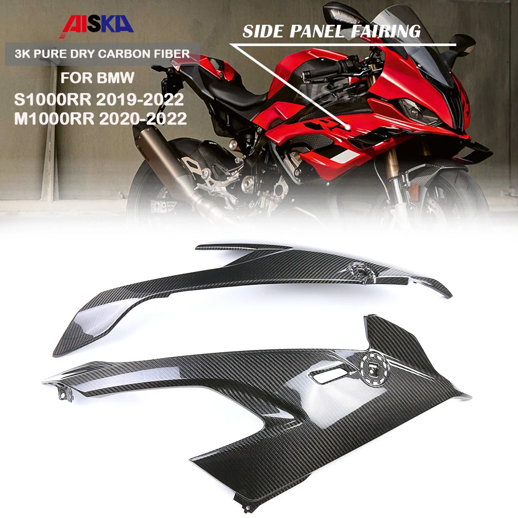 Motorcycle Side Panel Fairing Kit Air Deflector Spoilers 3K Pure Dry Carbon Fiber For BMW S1000RR 2019 2020 2021 2022 M1000RR